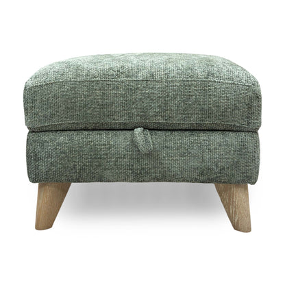 ‘Malmo’ Fab-Coe- R801 Olive Green Fabric Storage Footstool