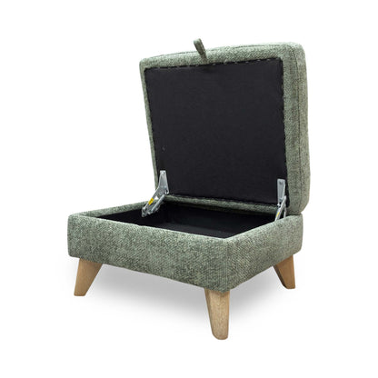 ‘Malmo’ Fab-Coe- R801 Olive Green Fabric Storage Footstool