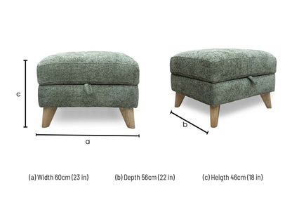 ‘Malmo’ Fab-Coe- R801 Olive Green Fabric Storage Footstool
