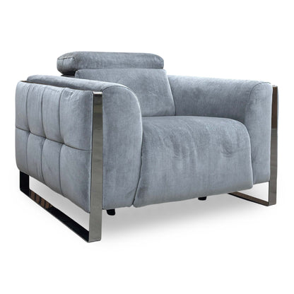 ‘Gisella' Manhattan Charcoal Linen Fabric Power Recliner Chair with Power Headrest