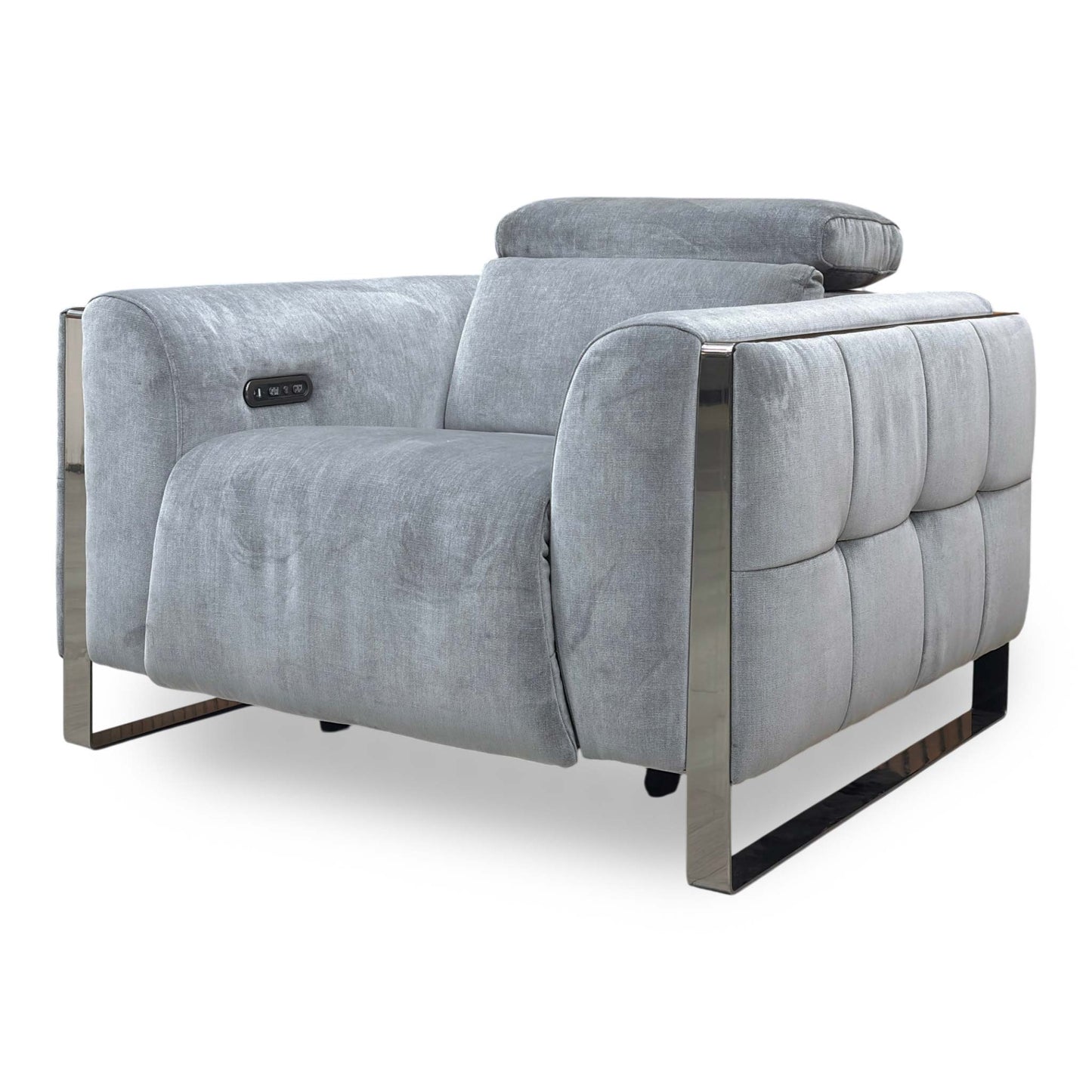 ‘Gisella' Manhattan Charcoal Linen Fabric Power Recliner Chair with Power Headrest