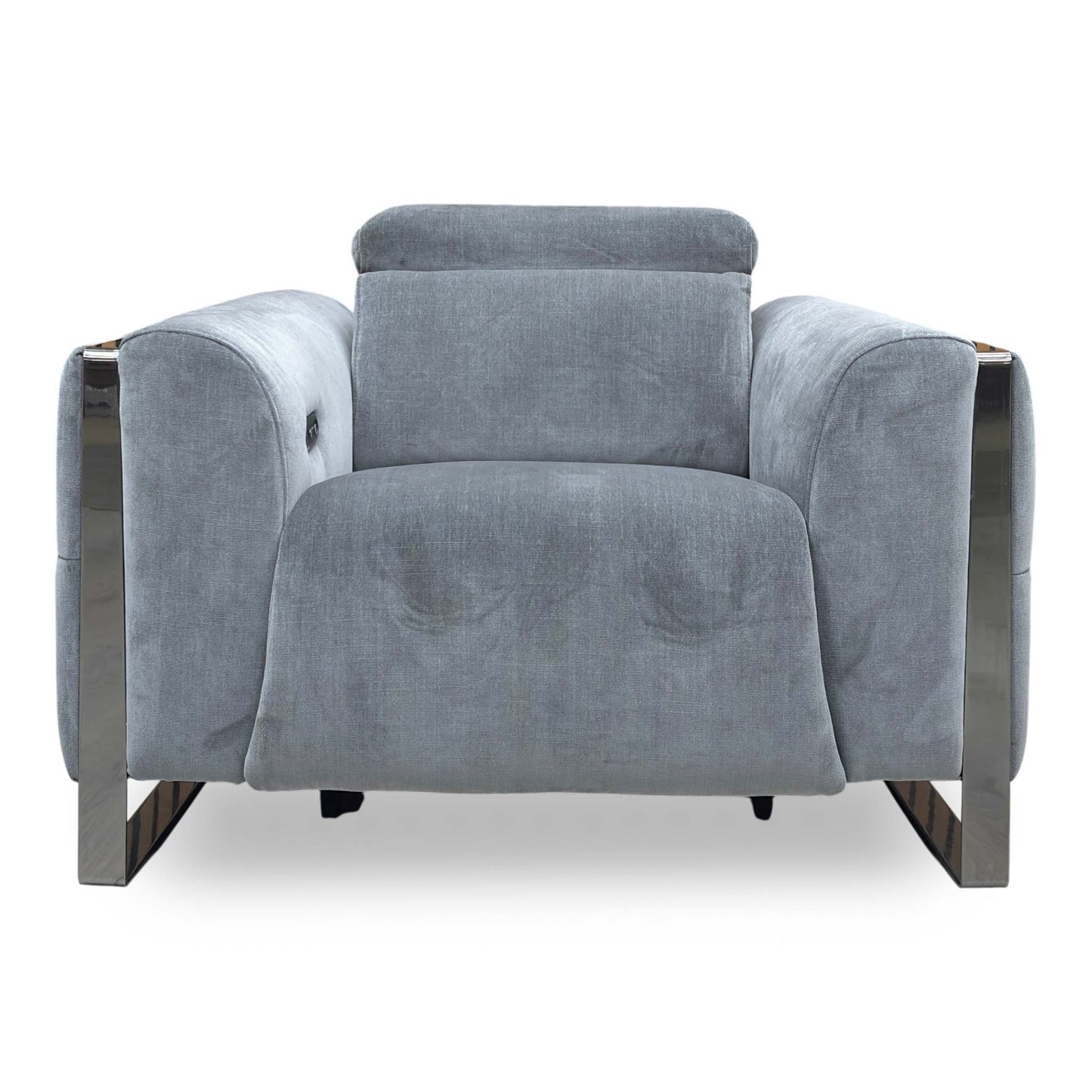 ‘Gisella' Manhattan Charcoal Linen Fabric Power Recliner Chair with Power Headrest