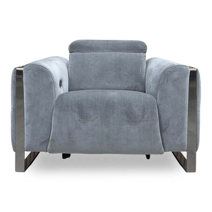 ‘Gisella' Manhattan Charcoal Linen Fabric Power Recliner Chair with Power Headrest