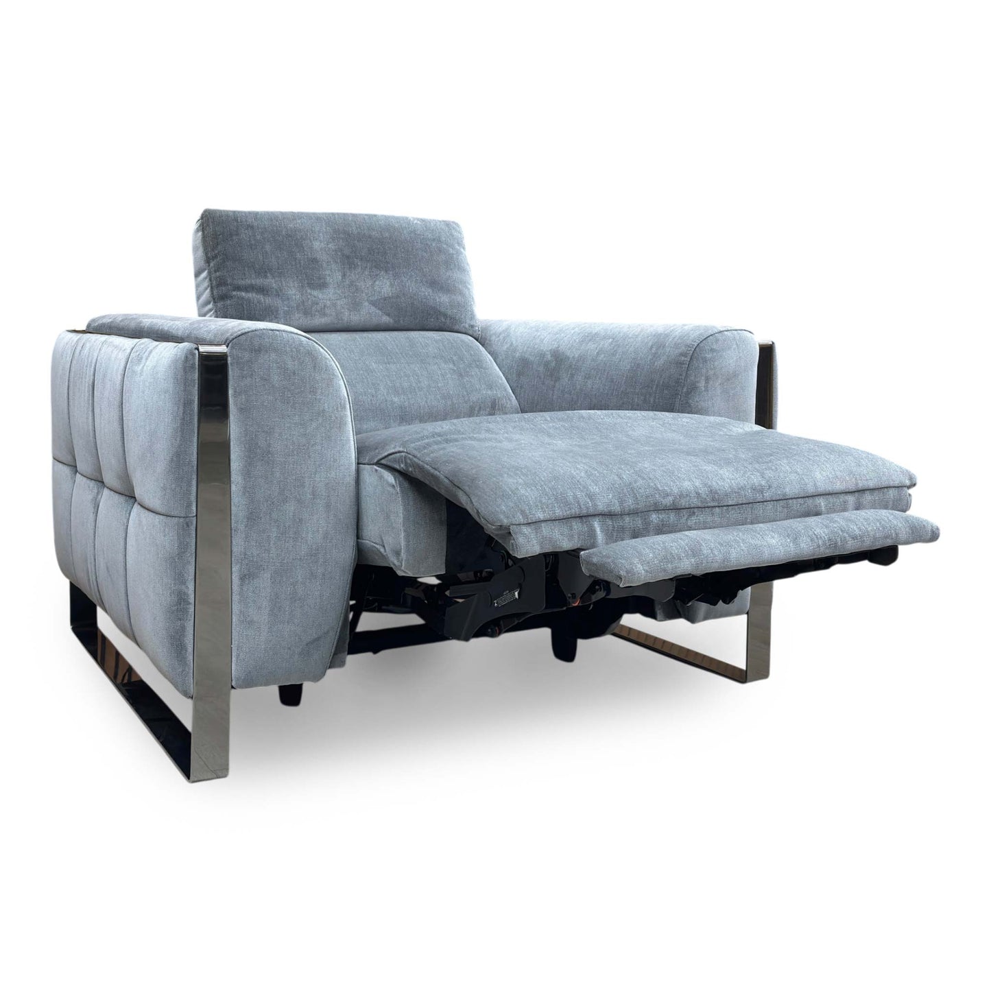 ‘Gisella' Manhattan Charcoal Linen Fabric Power Recliner Chair with Power Headrest