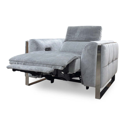 ‘Gisella' Manhattan Charcoal Linen Fabric Power Recliner Chair with Power Headrest
