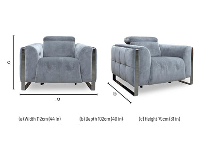 ‘Gisella' Manhattan Charcoal Linen Fabric Power Recliner Chair with Power Headrest