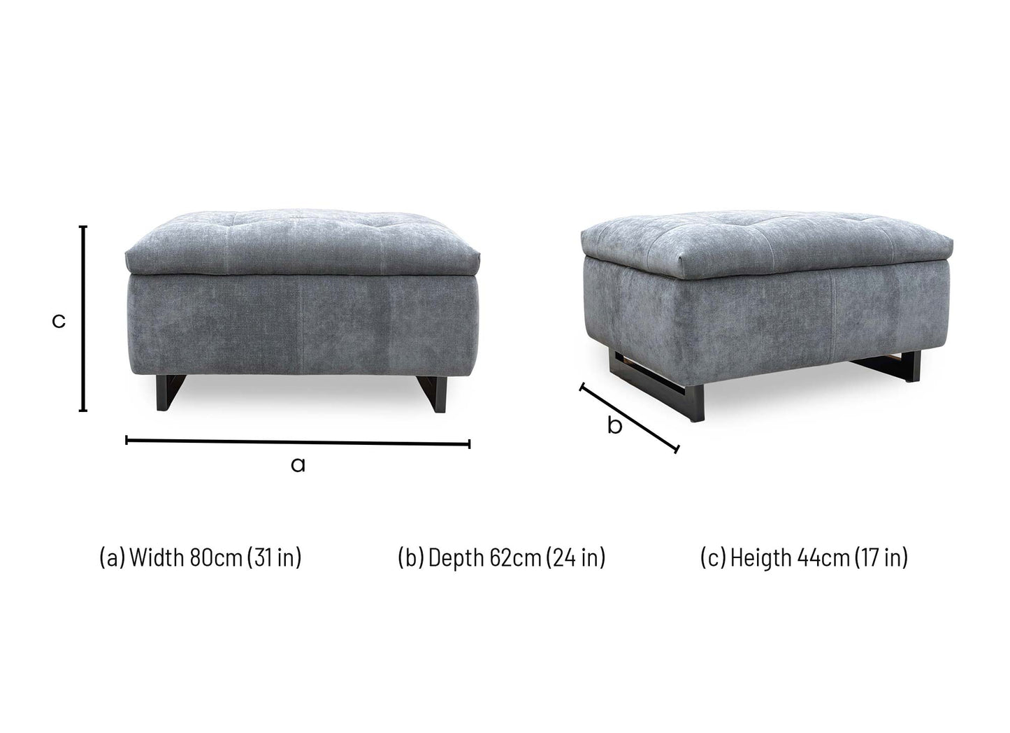 ‘Gisella’ Manhattan Charcoal 58003 Fabric Large Footstool