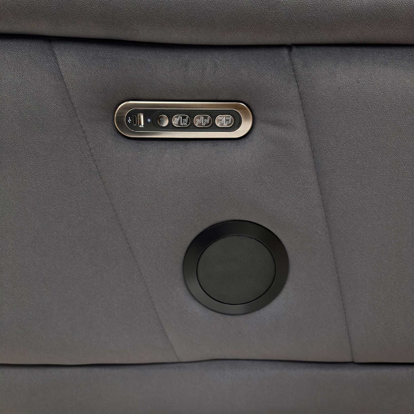 'Genius’ Bella Iron Grey 43460 Velvet 3 Seater Power Recliner Media Sofa with Power Headrest, Power Lumbar and Heated Seats