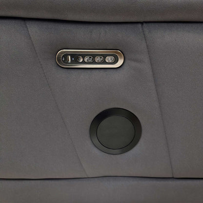 'Genius’ Bella Iron Grey 43460 Velvet 3 Seater Power Recliner Media Sofa with Power Headrest, Power Lumbar and Heated Seats