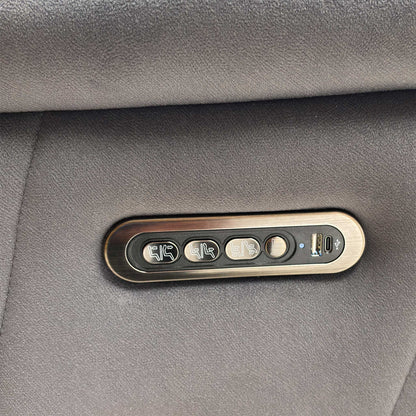 'Genius’ Bella Iron Grey 43460 Velvet 3 Seater Power Recliner Media Sofa with Power Headrest, Power Lumbar and Heated Seats