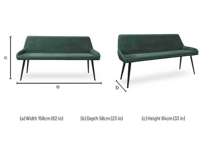 ‘Saigon’ Forest Green Velvet Dining Bench