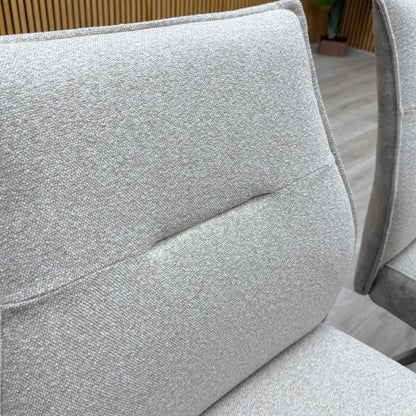 ‘Mirage’ Ceramic Top 180cm Large Pop Up Extending Dining Table with Neutral Fabric Swivel Dining Armless Chairs - Set of 4 Furniture Village