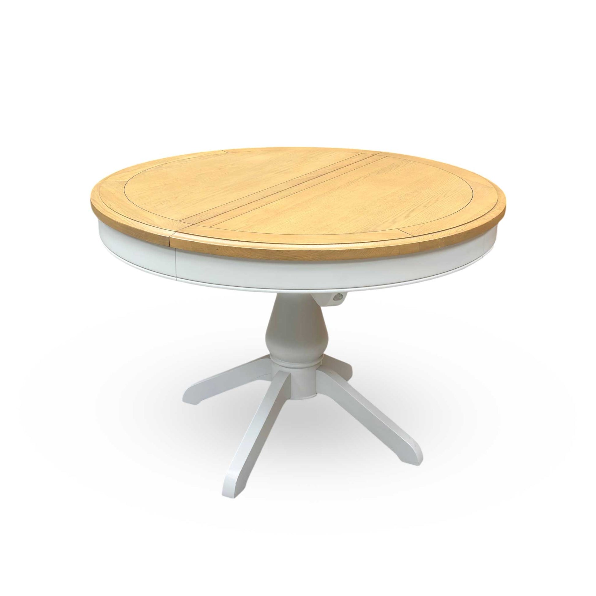 Side profile view of the table, emphasizing the clean edges of the tabletop and the strong, structured design of the legs and base layout.