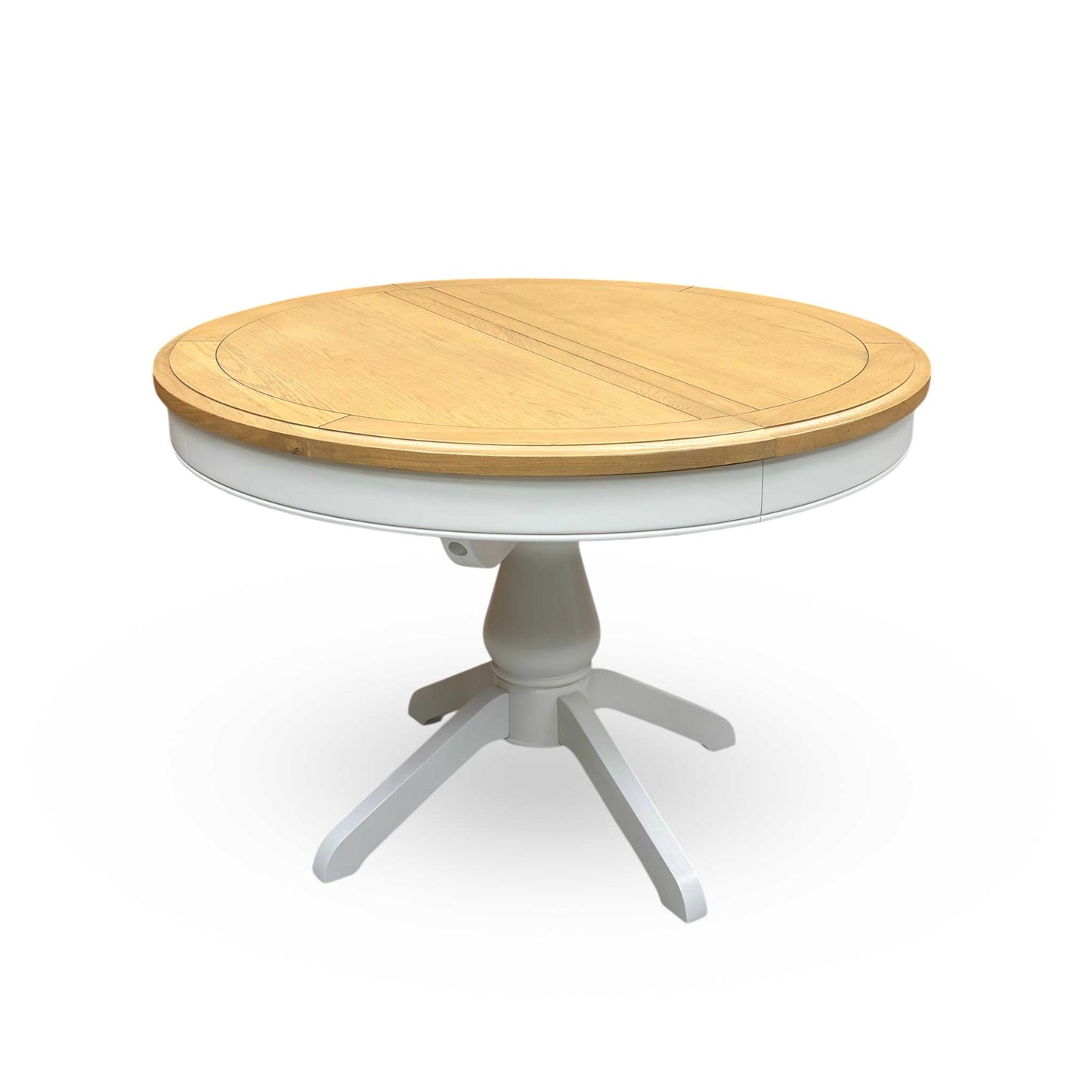 Side profile view of the table, emphasizing the clean edges of the tabletop and the strong, structured design of the legs and base layout.