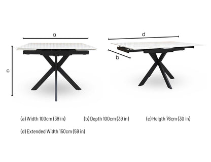 ‘Clio’ Ceramic Top 100cm Draw Leaf Extending Dining Table