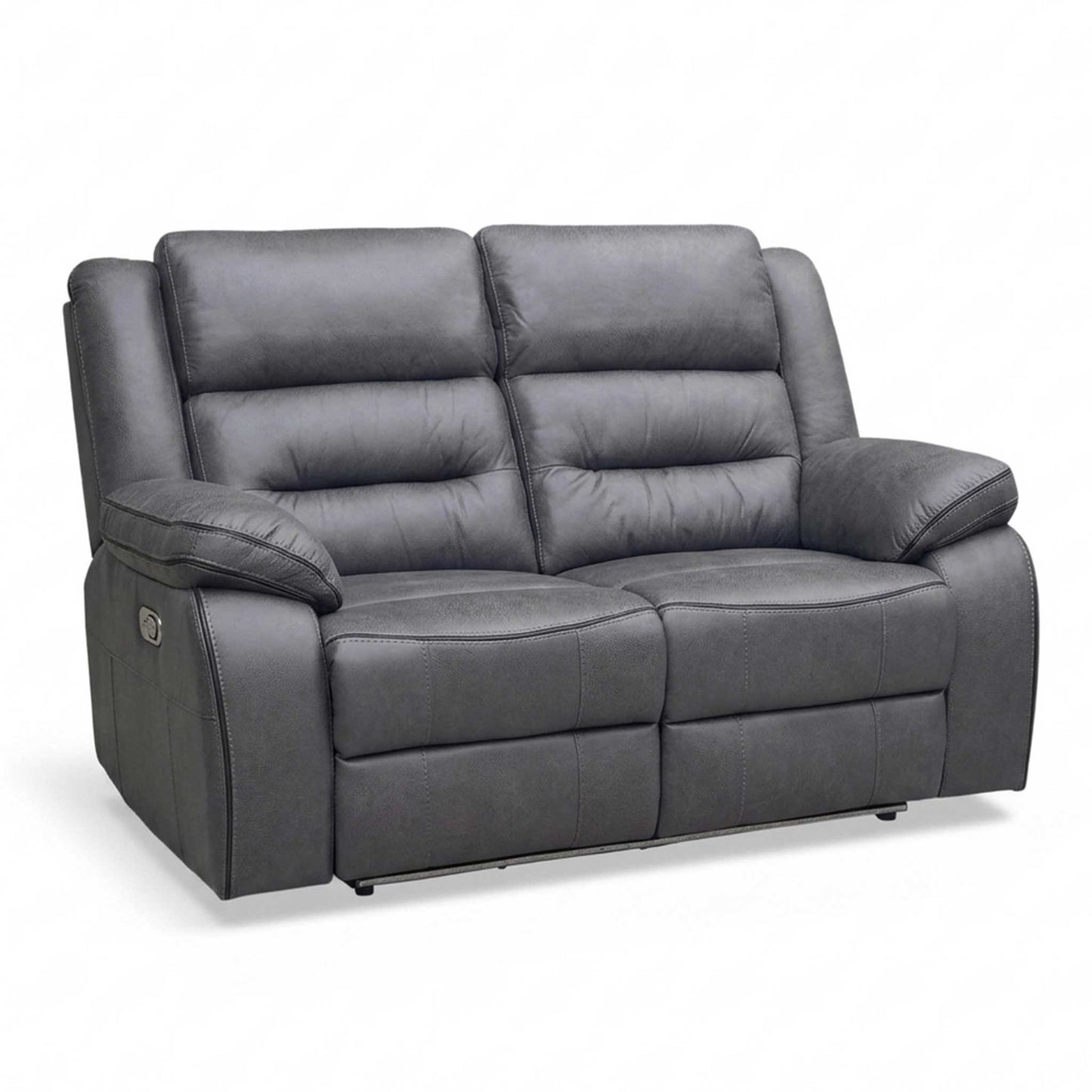 ‘Vegas’ Charcoal Grey Microfibre 2 Power Recliner Sofa with LED Lights