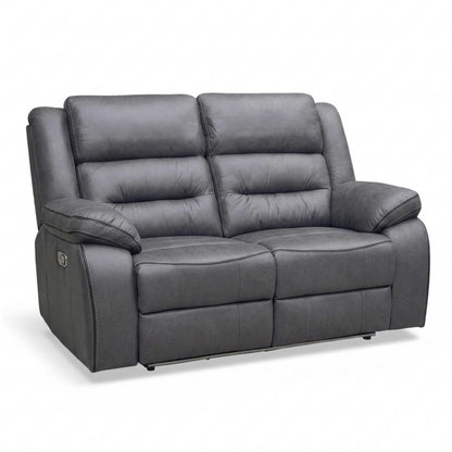 ‘Vegas’ Charcoal Grey Microfibre 2 Power Recliner Sofa with LED Lights