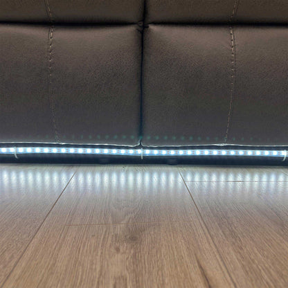 ‘Vegas’ Charcoal Grey Microfibre 2 Power Recliner Sofa with LED Lights