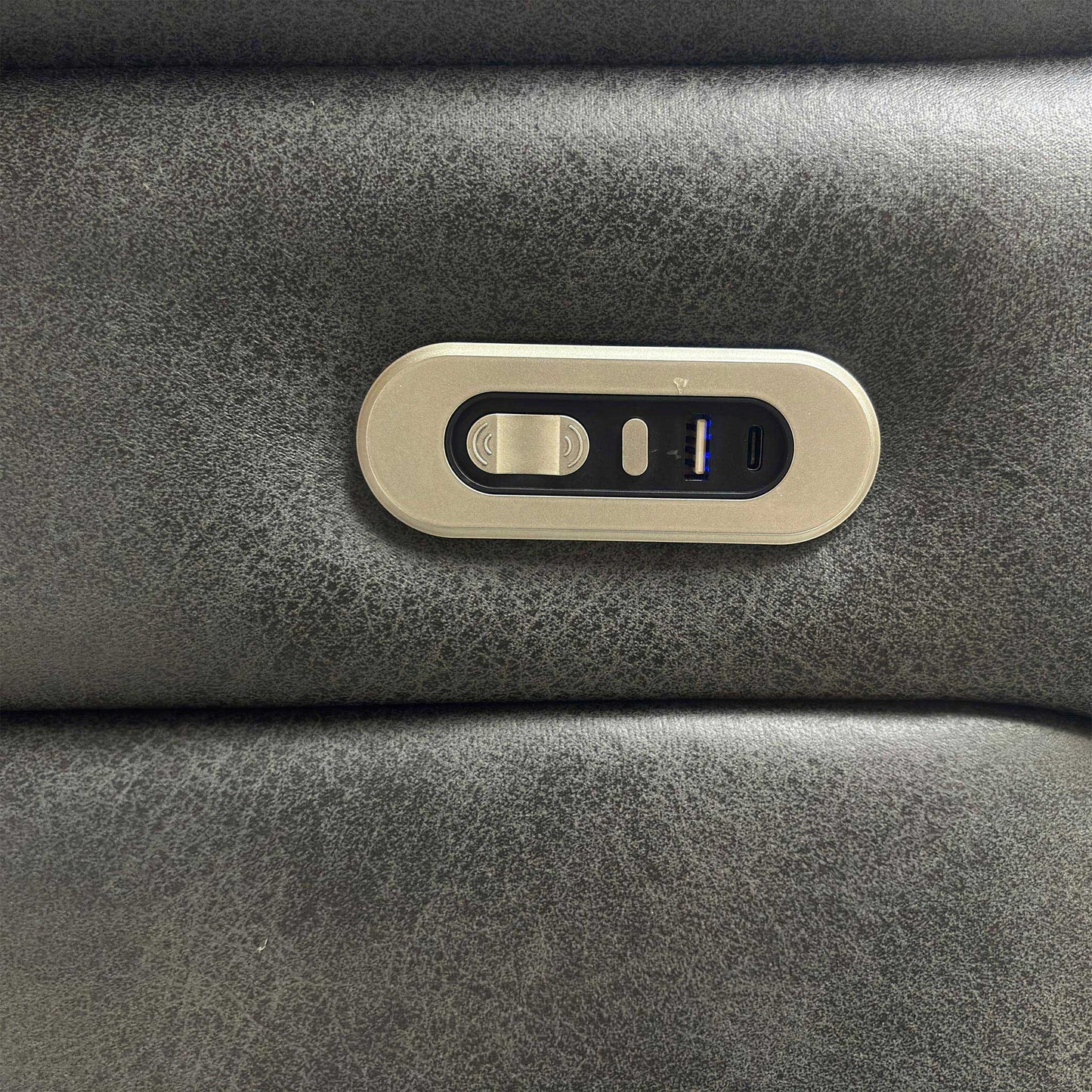 ‘Vegas’ Charcoal Grey Microfibre 2 Power Recliner Sofa with LED Lights