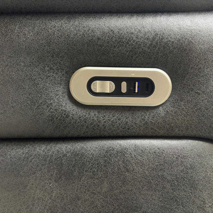 ‘Vegas’ Charcoal Grey Microfibre 2 Power Recliner Sofa with LED Lights