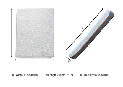 Technical dimension diagram for the Tempur Original Elite King Size Mattress: 150cm x 200cm x 25cm.