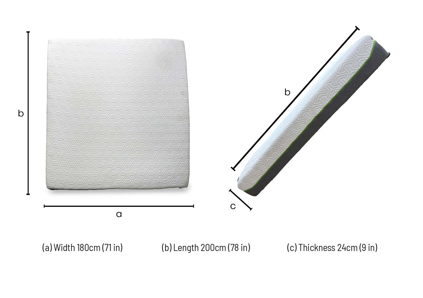 Technical dimension diagram for the Tempur Hybrid Elite Super King Mattress: 180cm x 200cm x 25cm.