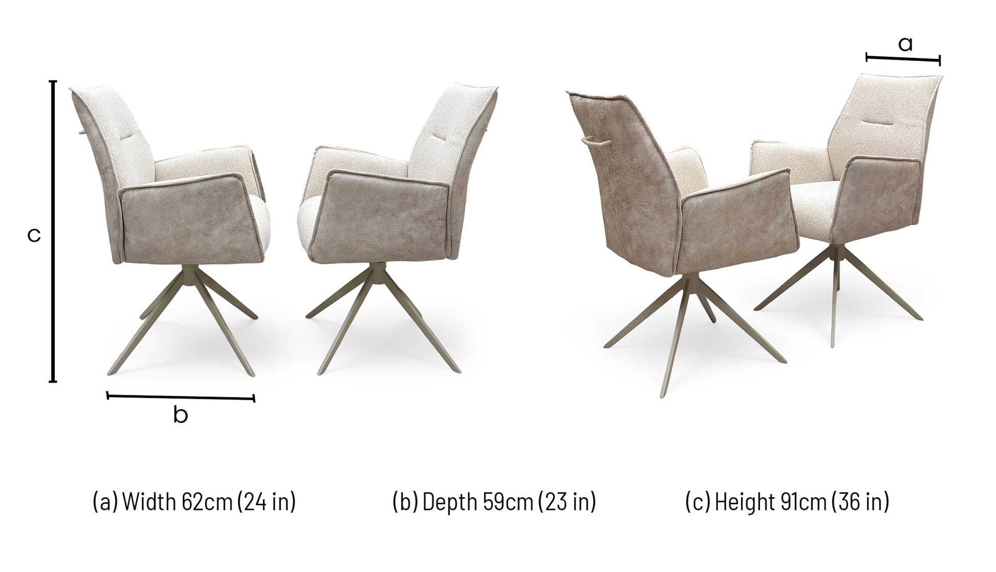 ‘Mirage’ Neutral Fabric Swivel Dining Arm Chairs - Set of 2 – view 6