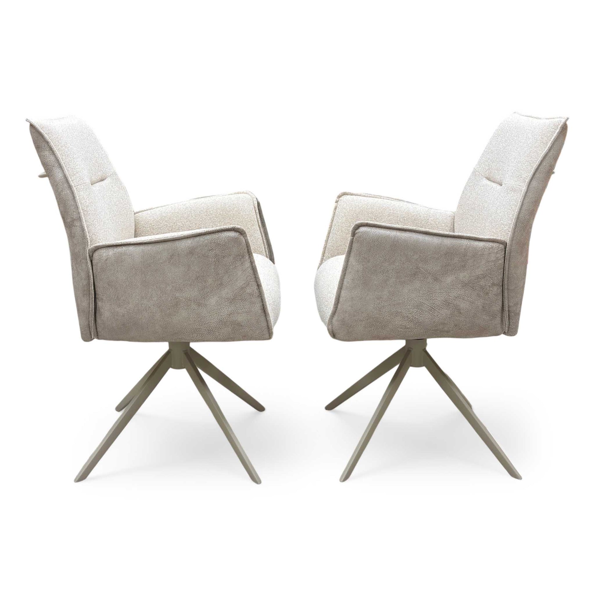 ‘Mirage’ Neutral Fabric Swivel Dining Arm Chairs - Set of 2 – view 3
