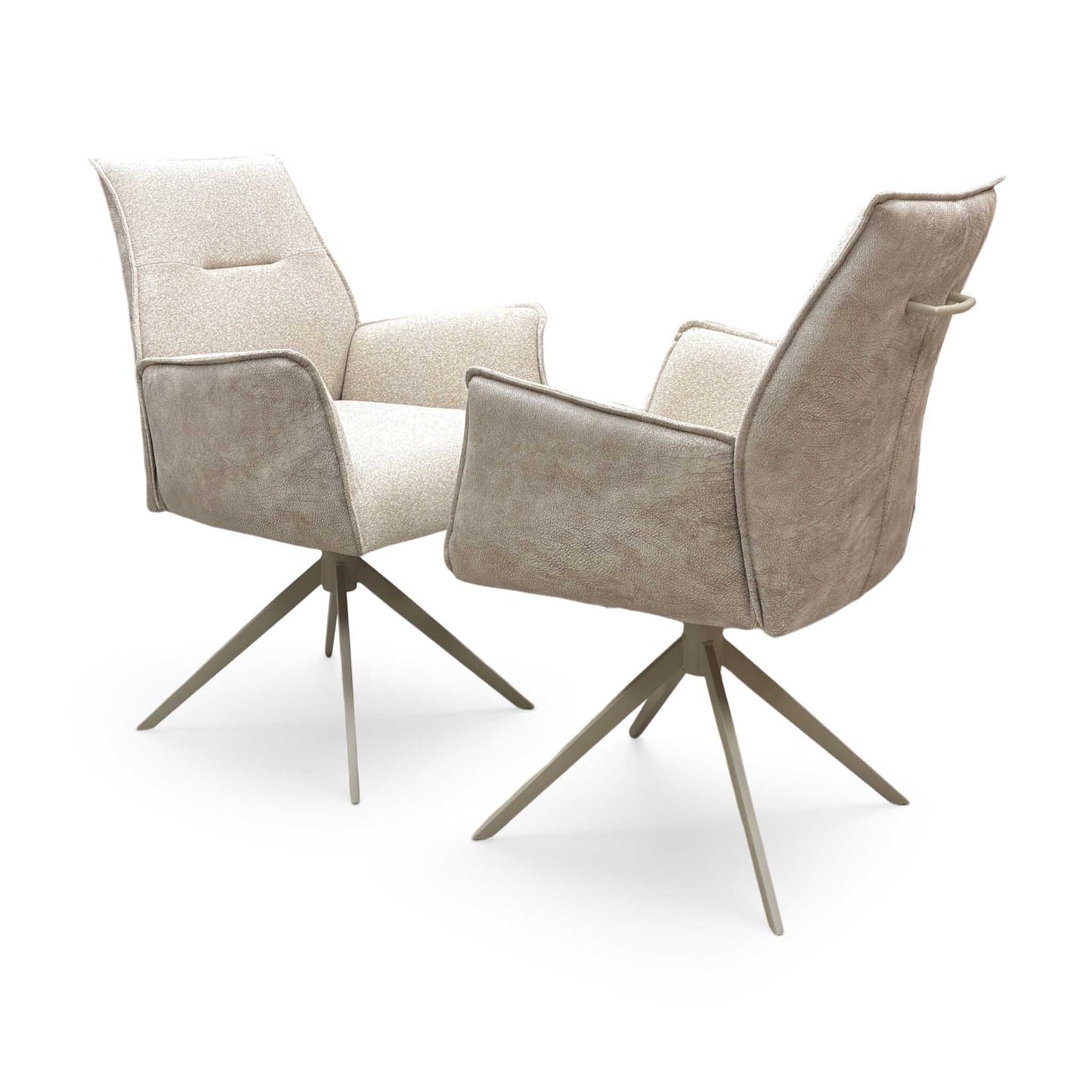 ‘Mirage’ Neutral Fabric Swivel Dining Arm Chairs - Set of 2 – view 4