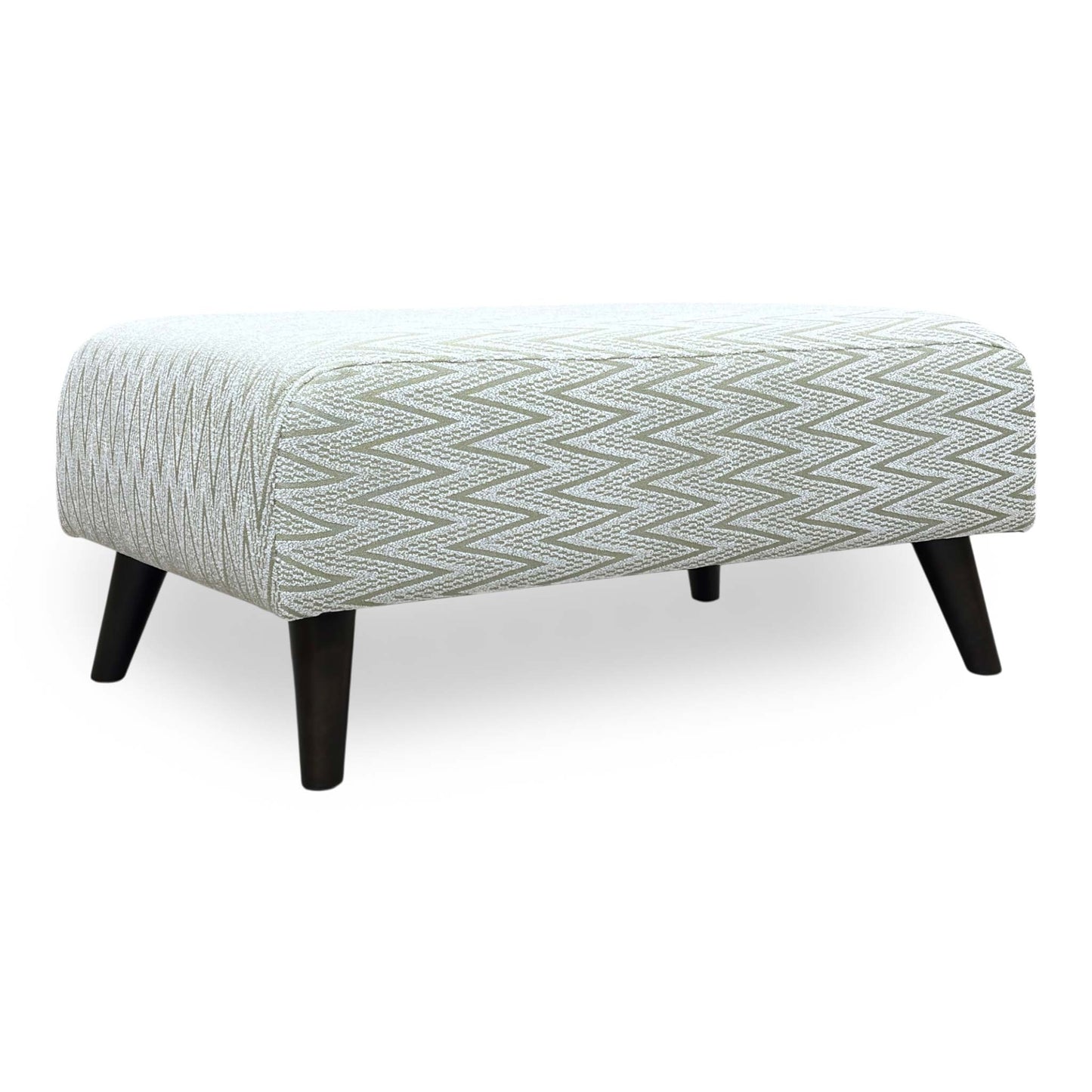 ‘Theodore’ Mint Green Zig-Zag Patterned Fabric Bench Footstool