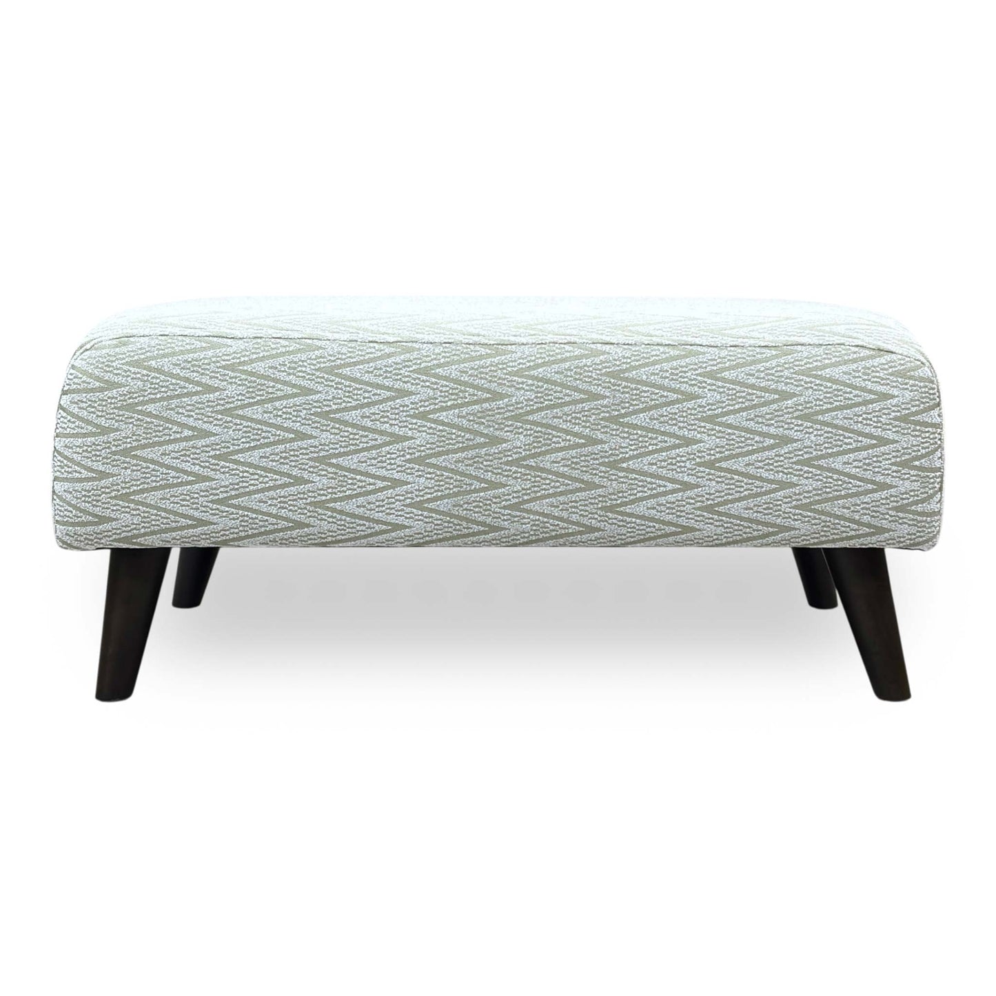 ‘Theodore’ Mint Green Zig-Zag Patterned Fabric Bench Footstool