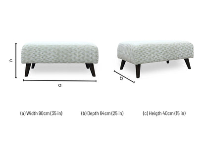 ‘Theodore’ Mint Green Zig-Zag Patterned Fabric Bench Footstool