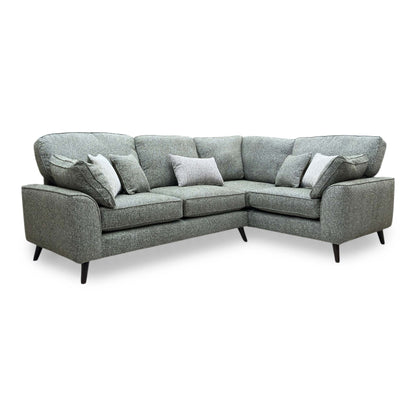 'Theodore' Olive Green Woven Fabric Formal Back Right Hand Facing Corner Sofa