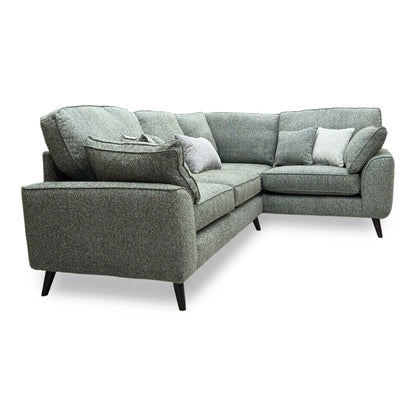 'Theodore' Olive Green Woven Fabric Formal Back Right Hand Facing Corner Sofa