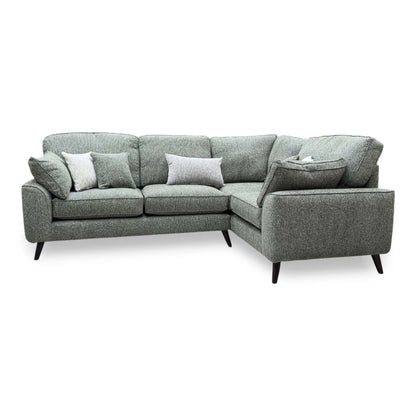 'Theodore' Olive Green Woven Fabric Formal Back Right Hand Facing Corner Sofa