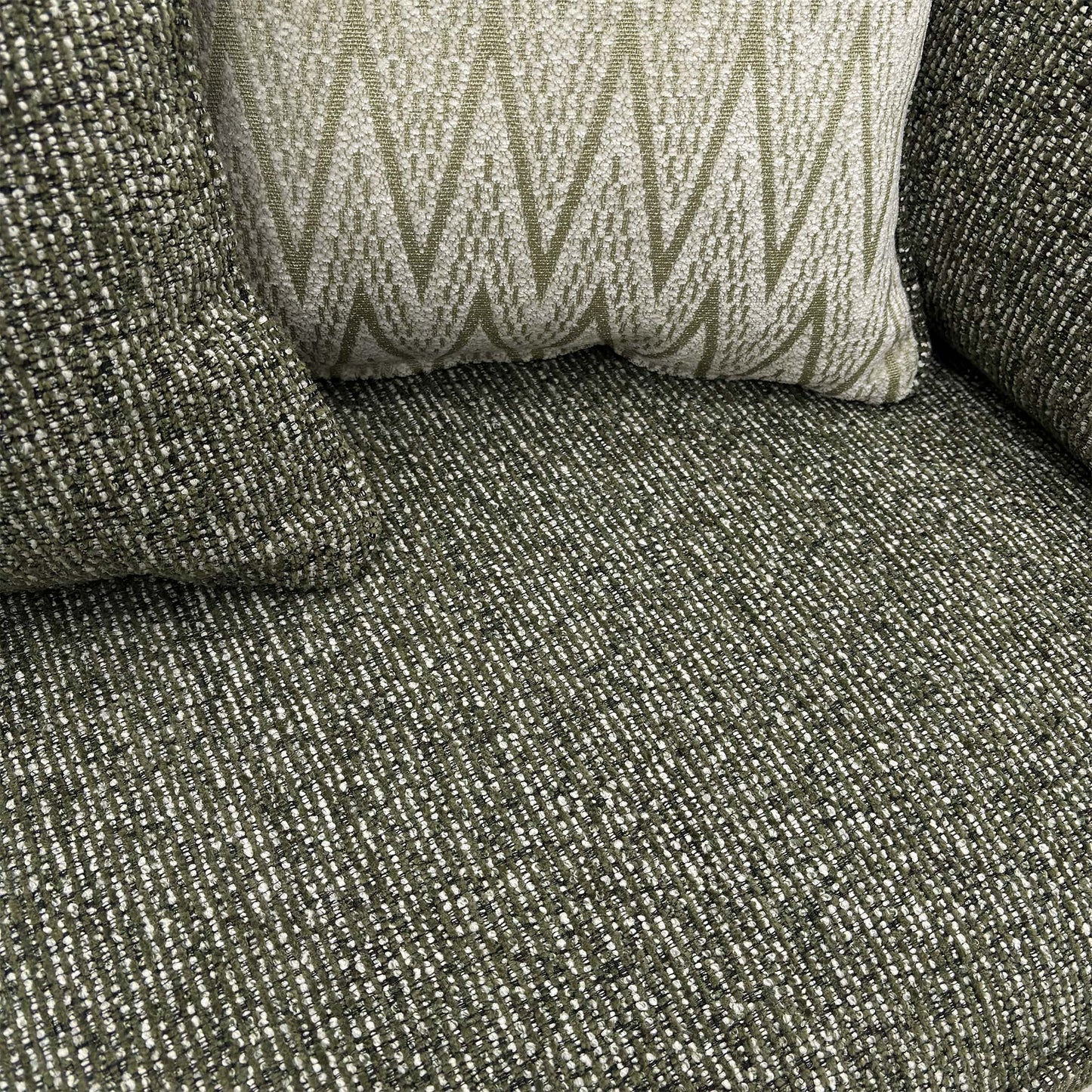 'Theodore' Olive Green Woven Fabric Formal Back Right Hand Facing Corner Sofa