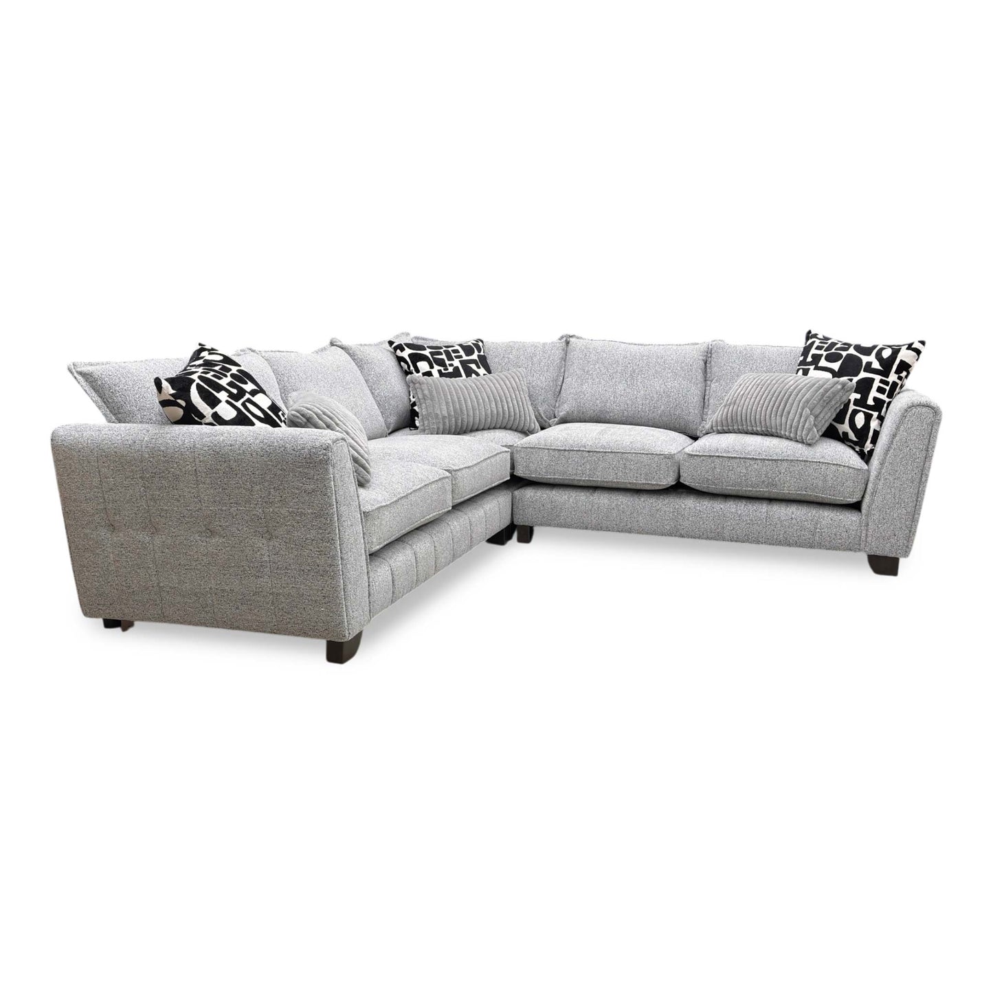 ‘Serena’ Zara Grey Woven Fabric Formal Back 2 Corner 2 Sofa