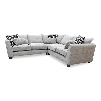 ‘Serena’ Zara Grey Woven Fabric Formal Back 2 Corner 2 Sofa