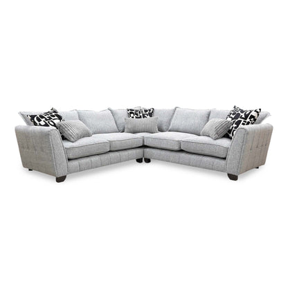 ‘Serena’ Zara Grey Woven Fabric Formal Back 2 Corner 2 Sofa