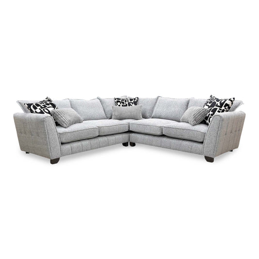 ‘Serena’ Zara Grey Woven Fabric Formal Back 2 Corner 2 Sofa