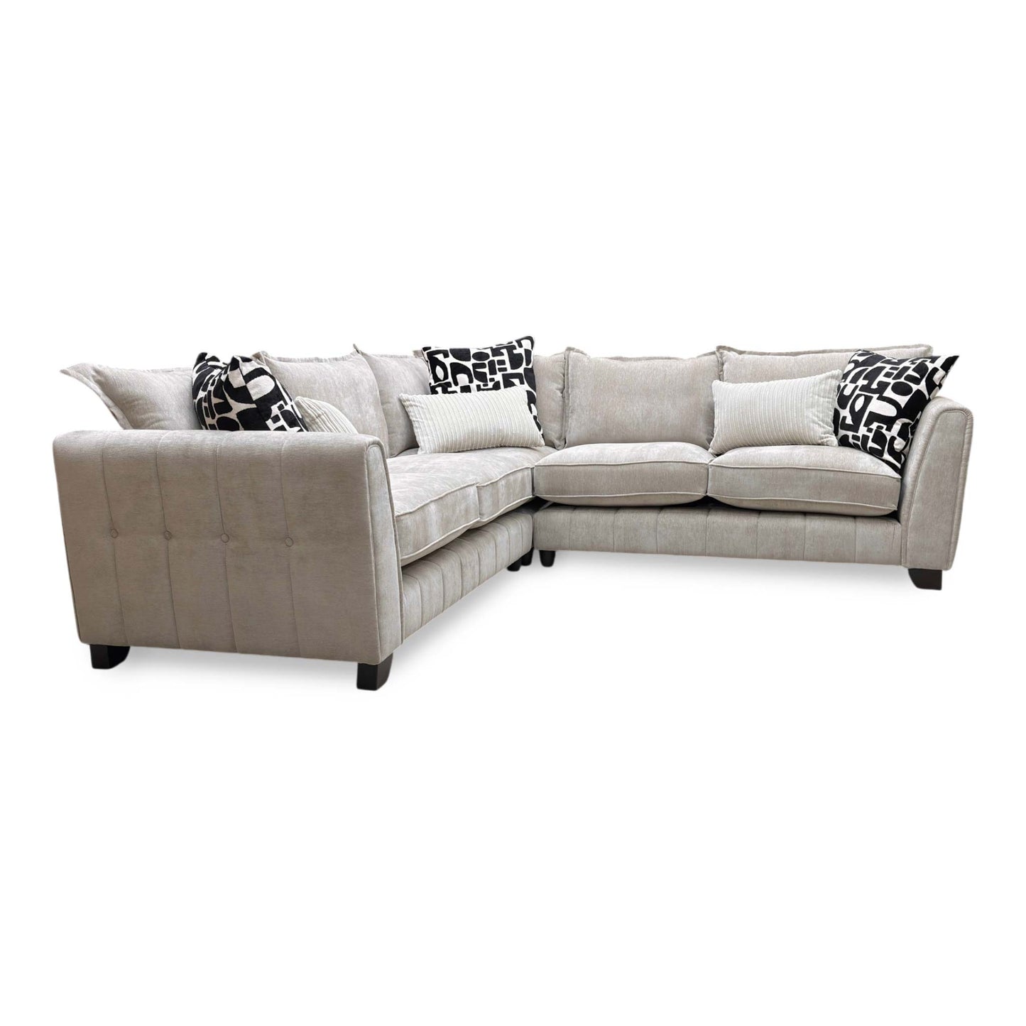 ‘Serena’ Derwent Truffle Linen Fabric Formal Back 2 Corner 2 Sofa