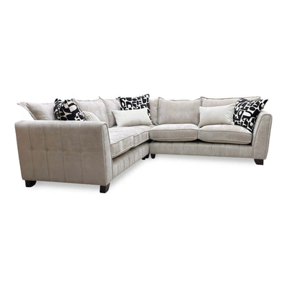 ‘Serena’ Derwent Truffle Linen Fabric Formal Back 2 Corner 2 Sofa