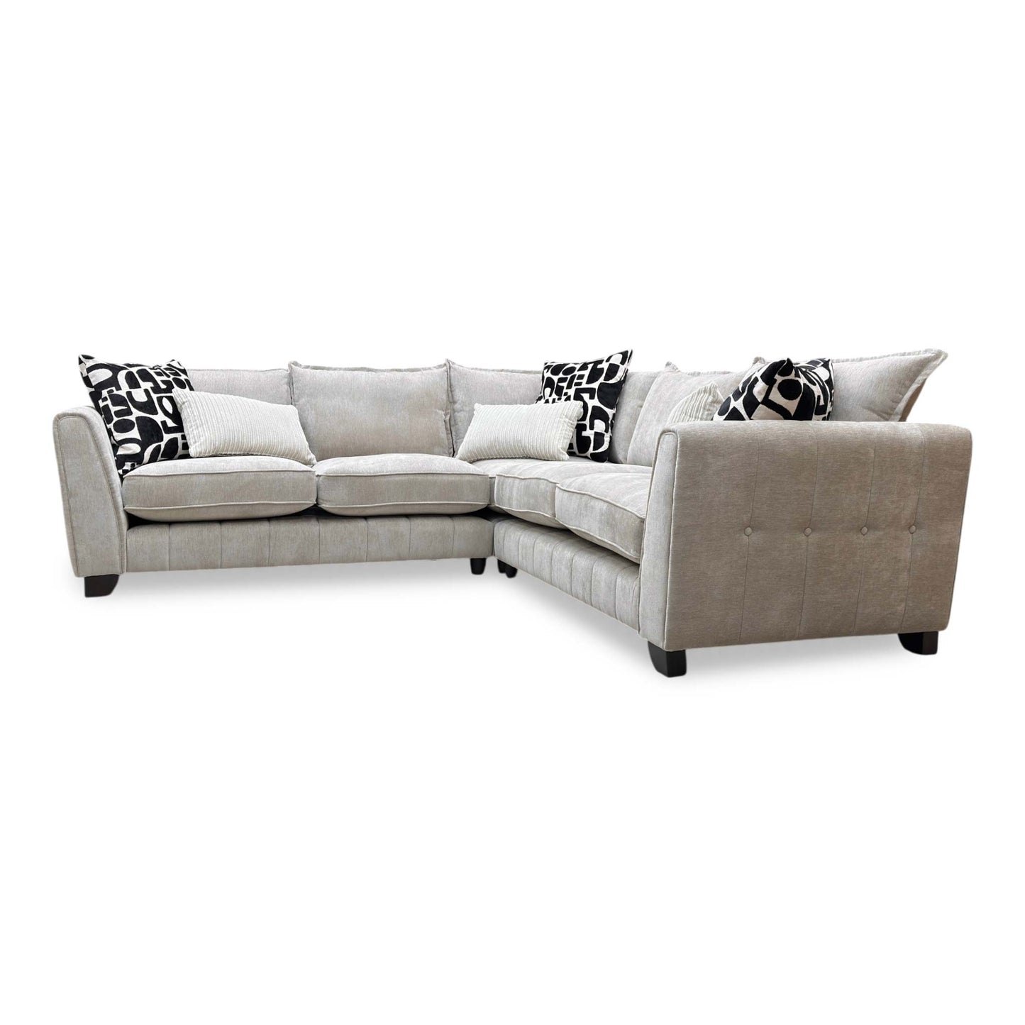 ‘Serena’ Derwent Truffle Linen Fabric Formal Back 2 Corner 2 Sofa