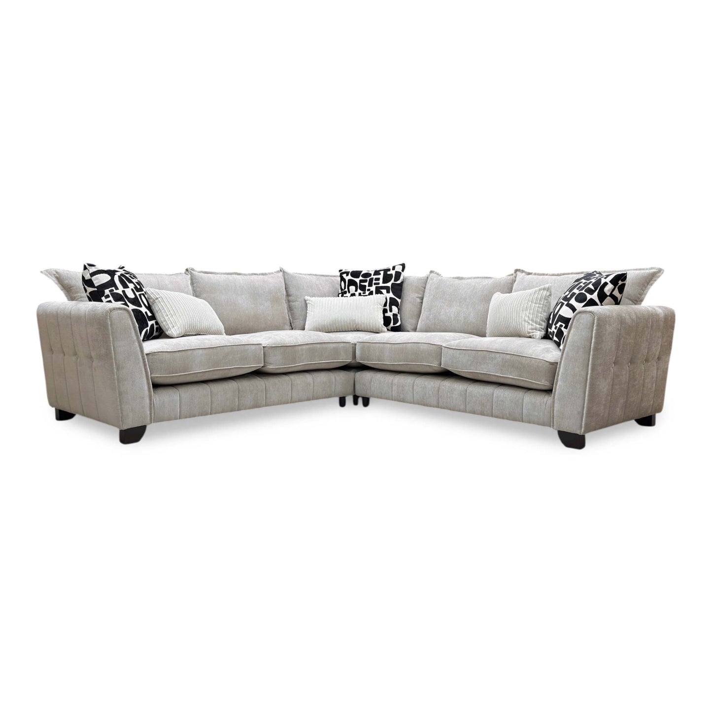 ‘Serena’ Derwent Truffle Linen Fabric Formal Back 2 Corner 2 Sofa