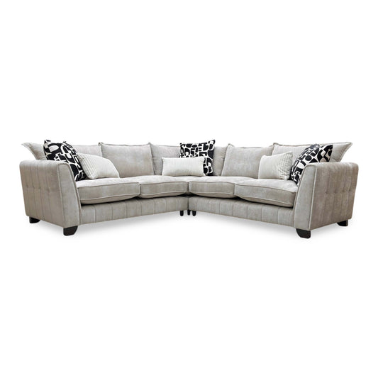 ‘Serena’ Derwent Truffle Linen Fabric Formal Back 2 Corner 2 Sofa
