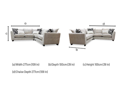 ‘Serena’ Derwent Truffle Linen Fabric Formal Back 2 Corner 2 Sofa