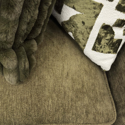 ‘Serena’ Derwent Olive Green Linen Fabric Formal Back 2 Corner 2 Sofa