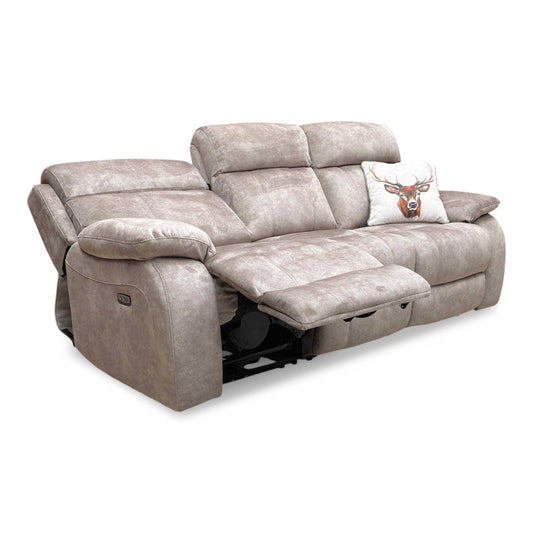 ‘Moreno' Bfa-Bnn-R29 Mink Velvet 3 Seater Power Recliner Sofa