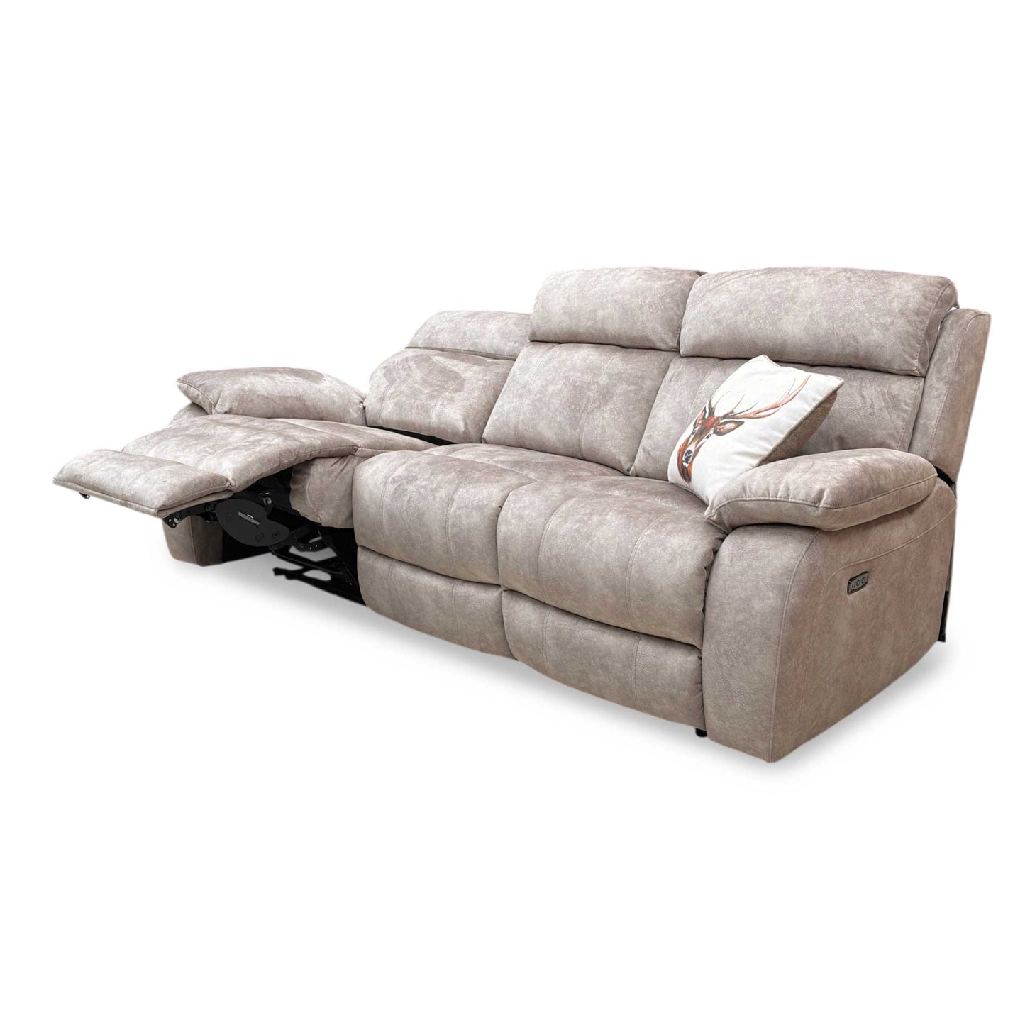 ‘Moreno' Bfa-Bnn-R29 Mink Velvet 3 Seater Power Recliner Sofa