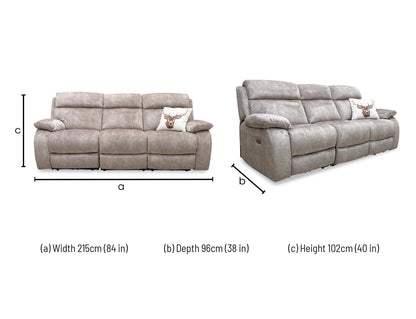 ‘Moreno' Bfa-Bnn-R29 Mink Velvet 3 Seater Power Recliner Sofa